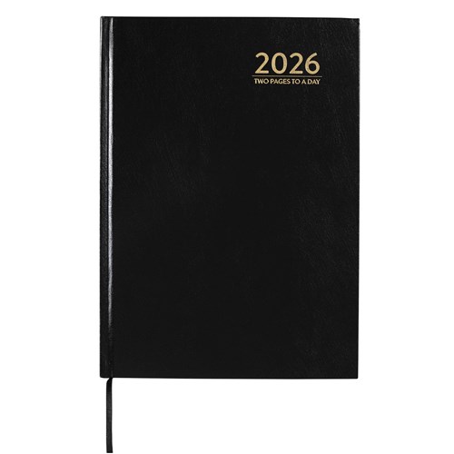 Cumberland Classic Diary A4 2 Pages per Day Black